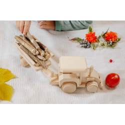 Koka rotaļlieta "traktors ar piekabi"